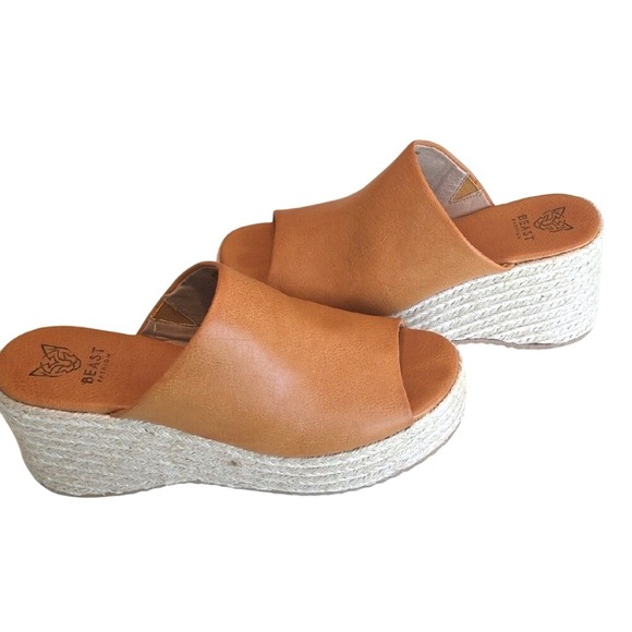 Beast Fashion Platform Espadrille Wedge‎ Sandals Slides Mules - Picture 1 of 5